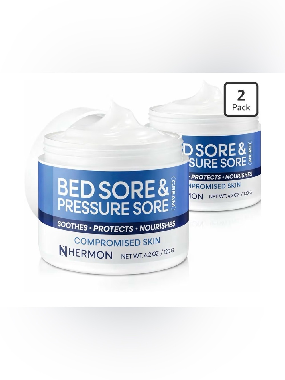 Hermon Bed Sore & Pressure Sore Healing Cream, 2 Pack